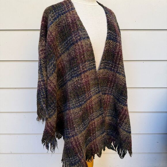 Weave Of The Irish Handcrafted Wool Blend Wrap Shawl Plaid Flannel One Size - Picture 1 of 15